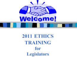 WELCOME TO ETHICS TRAINING