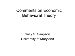 Comments on Lee & McCray: Economic Behavioral Theory