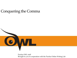 Conquering the Comma - PowerPoint Presentation