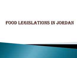 Food Law and Legislation in Jordan