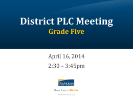 District PLC MeetingGrade Five