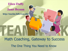Math Coaching, Gateway to Success