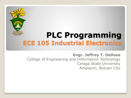 PLC Programming ECE 105 Industrial Electronics