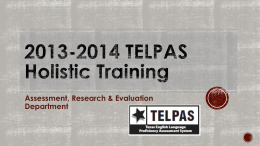 2013-2014 Holistic Rating Training Requirements