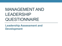 Management and Leadership Questionnaire