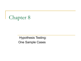 One Sample Hypothesis Tests - University of Western Ontario