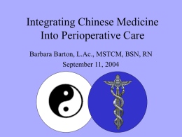 Integrating Chinese Medicine into Perioperative Care