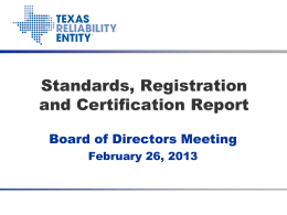 4th Quarter 2012 - Standards and Registration Update
