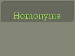 Homonyms and Homophones - Center Grove Elementary School