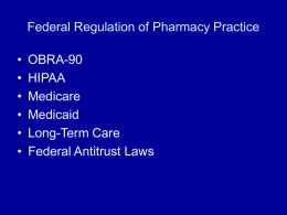 Federal Regulation of Pharmacy Practice