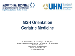 MSH Orientation - Mount Sinai Hospital