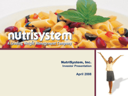 NutriSystem Management Presentation
