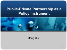 Public-Private Partnerships as a Policy Instrument