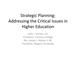 Strategic Planning: Addressing the Critical Issues in