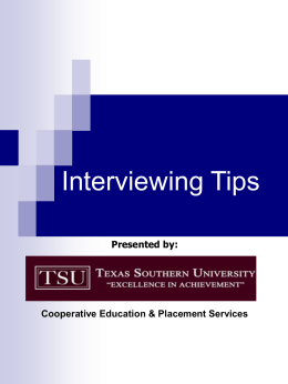 Interviewing Tips - Texas Southern University