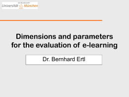 Dimensions and parameters for the evaluation of e
