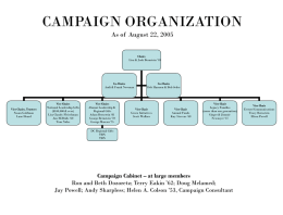 CAMPAIGN ORGANIZATION As of September 17, 2004