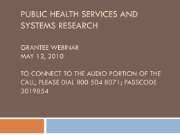 Public Health Services and Systems Research