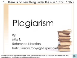 Plagiarism - The Master's College