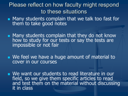 The Responsibility for Learning: A Priority for Learning