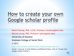 How to develop your own google scholar profile