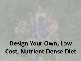 Design Your Own, Low Cost Nutrient Dense Diet