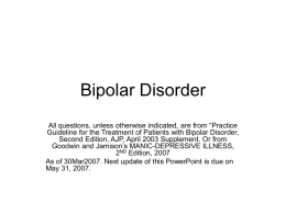 Bipolar Disorder - Roger Peele: Introduction