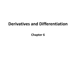 Derivatives and Differentiation