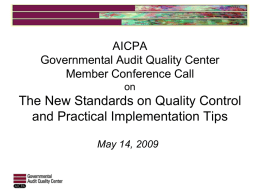 The New Standards on Quality Control and Practical