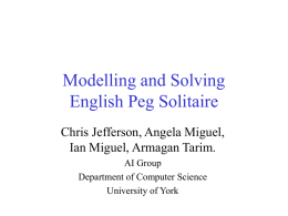 Modelling and Solving English Peg Solitaire