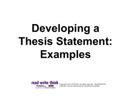 Developing a Thesis Statement