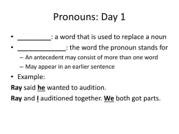 Pronouns: Day 1