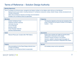 Terms of Reference – Solution Design Authority