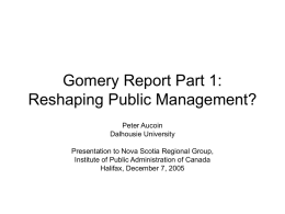 Gomery: Prospects for theReshaping of Public Management