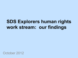 SDS Explorers human rights work stream: our findings