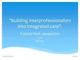 'Building interprofessional into integrated care'.