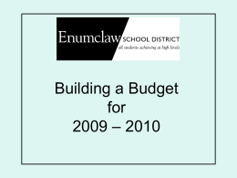 Building a Budget for 2009 – 2010