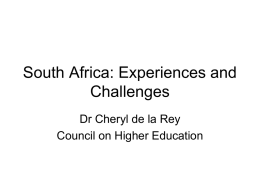 South Africa: Experiences and Challenges