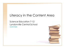 Literacy in the Content Area