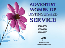 ADVENTIST WOMEN OF DISTINGUISH SERVICE