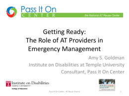 Getting Ready: The Role of AT Providers in Emergency