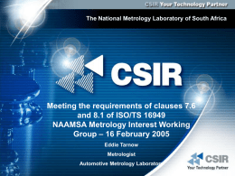 ISO / TS 16949 : clause 7.6 - Naamsa - National