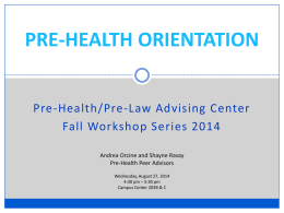 Pre Health Orientation - University of Hawaii at Manoa