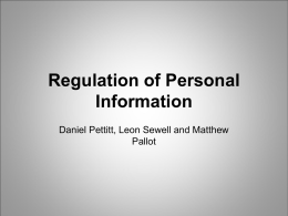Regulation of Personal Information