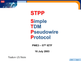 STPP - Simple TDM Pseudowire Protocol