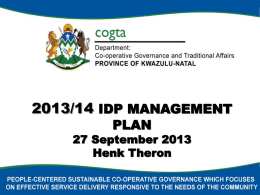 IDP REFINEMENT PROVISIONS SESSION Dr. Henk Theron DC 22