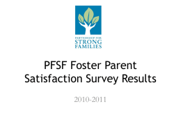 PFSF Child and Adolescent Satisfaction Survey Results