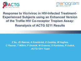 Response to Vicriviroc (VCV) in HIV