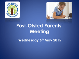 Post-Ofsted Parents’ Meeting