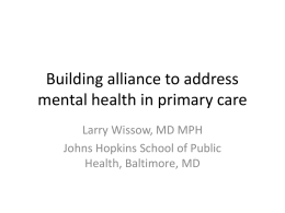 Building alliance to address mental health in primary care